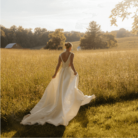 Dramatic a line wedding dress with deep backless design | AW.Bridal UK