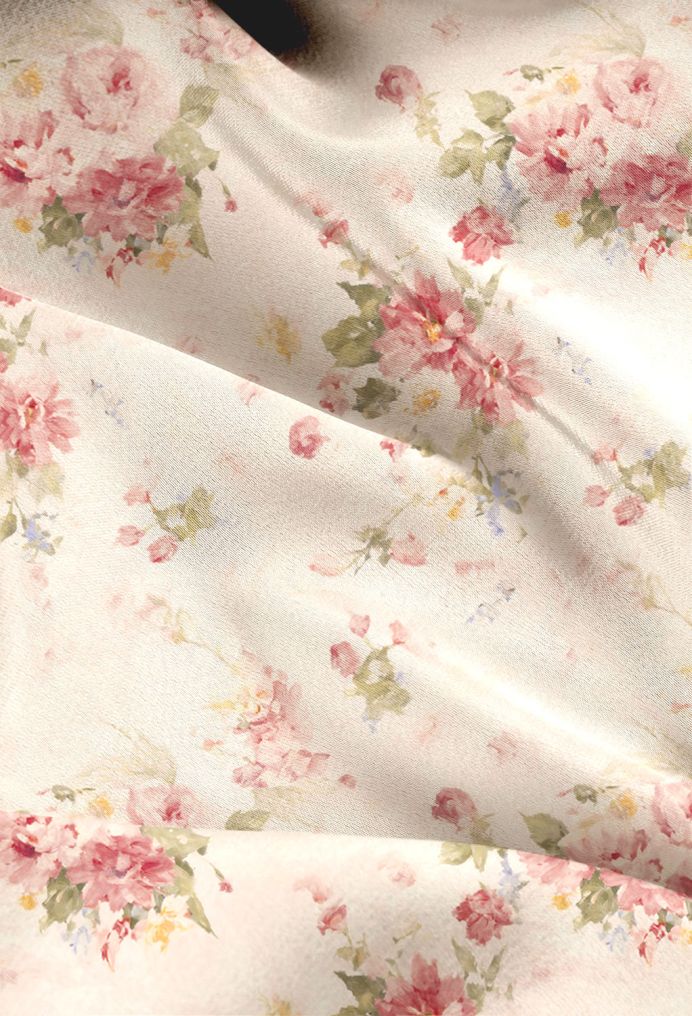 AW Satin Charmeuse Floral Fabric for Fashion Dress Blushing Peonies