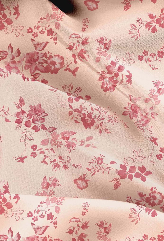 AW Satin Charmeuse Fabric for Fashion Dress Pink Cherry Blossom