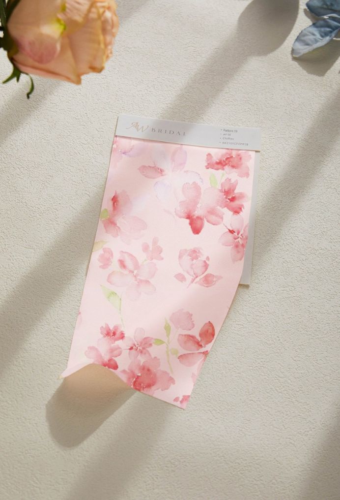 AW Chiffon Swatches for Bridal Dresses Peach Blossom Breeze