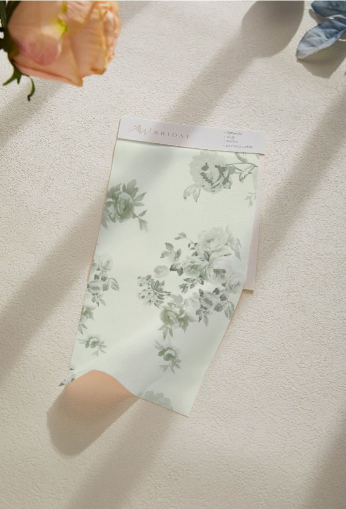 AW Chiffon Swatches for Bridal Dresses Pistachio Green Penoy