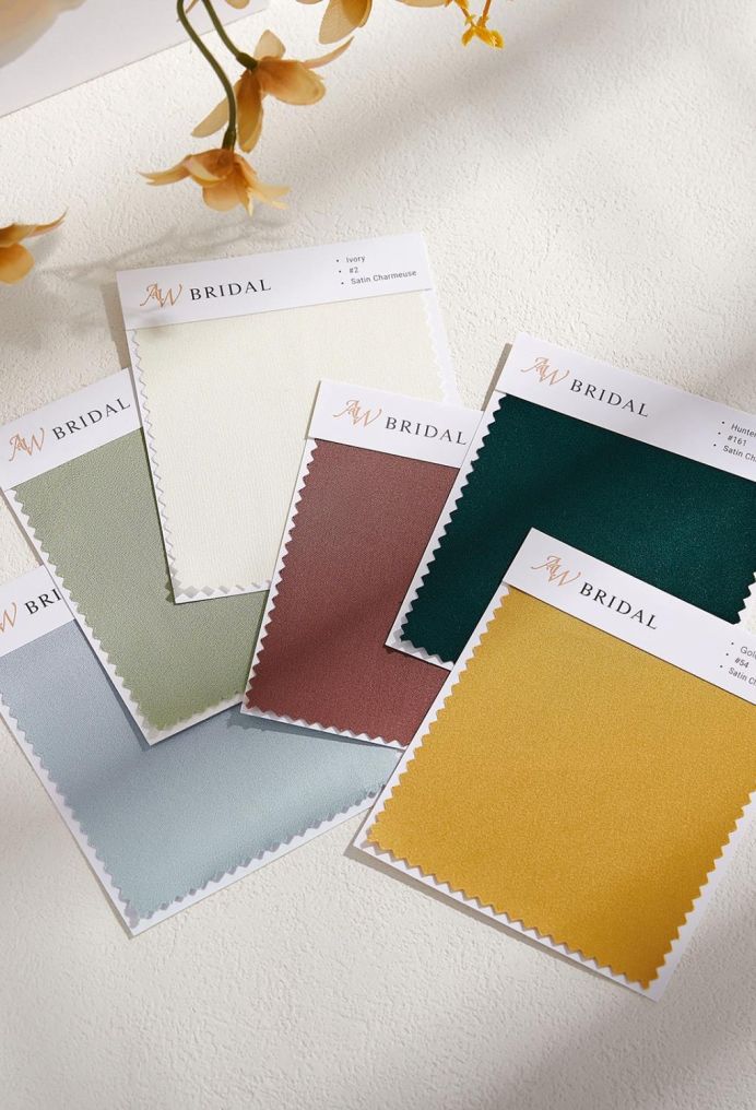 AW Satin Charmeuse Swatches for Bridal Dresses