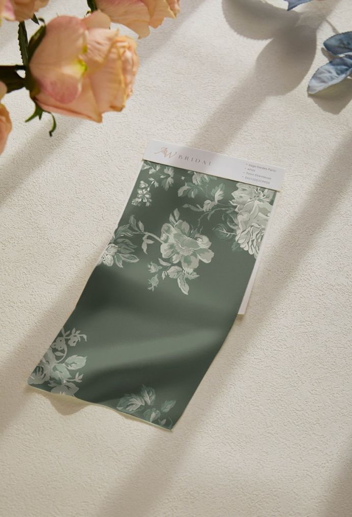 AW Satin Charmeuse Swatches for Bridal Dresses Trumpet Teal Rose