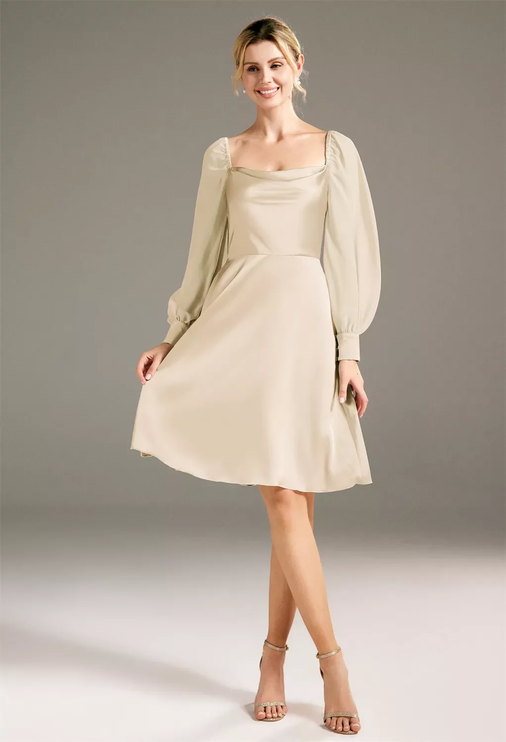 beige bridesmaid dresses short Classy Sleeveless One Shoulders Ruched Short Chiffon Bridesmaid Dresses main image 1