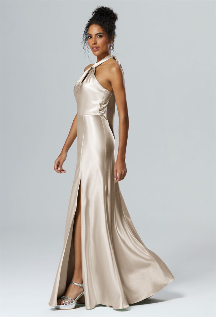 AW Lawrence Crystal Satin Bridesmaid Dresses image4