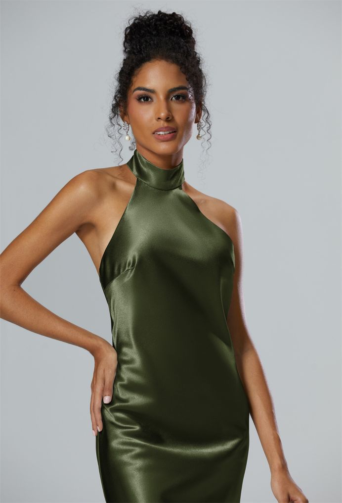 AW Mugwort Crystal Satin Bridesmaid Dresses image3