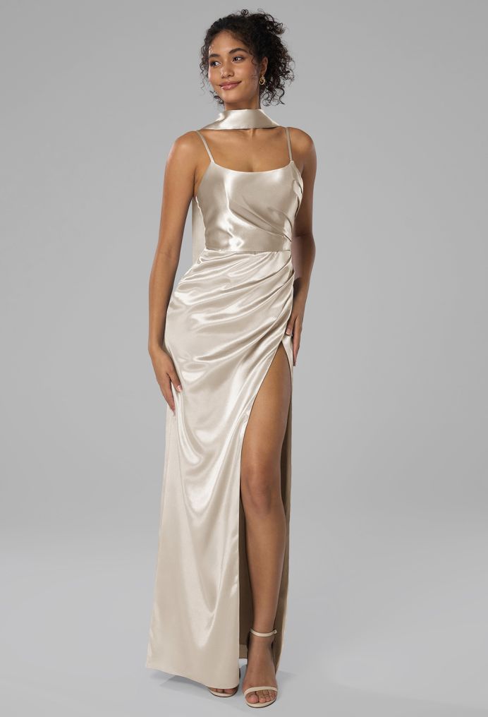 AW Delores Crystal Satin Bridesmaid Dresses image4