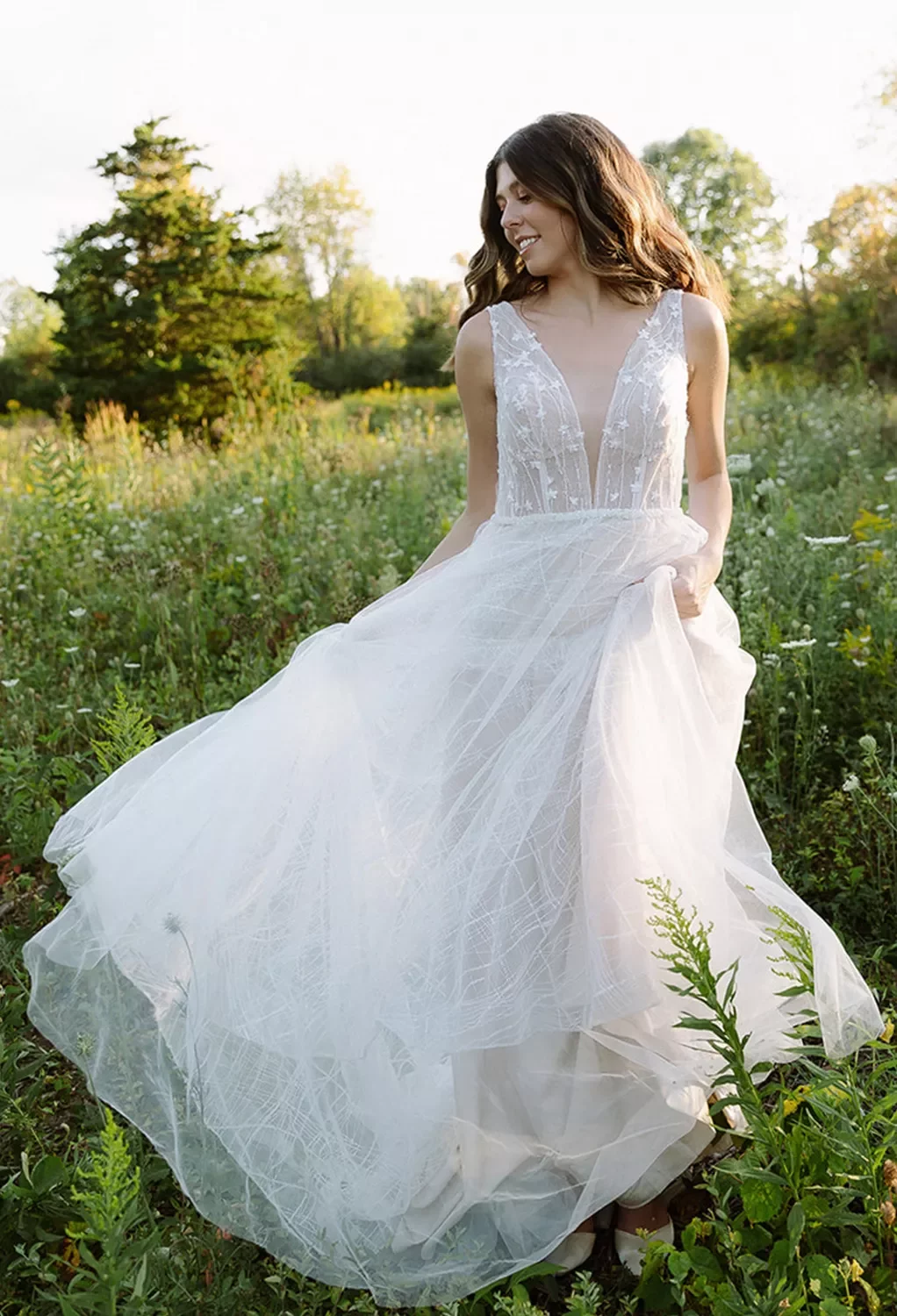 AW Lindy Wedding Dress, Tulle Floor Length V-Neck Wedding Dresses | AW.Bridal UK AW Lindy Wedding Dress, Tulle Floor Length V-Neck Wedding Dresses | AW.Bridal UK