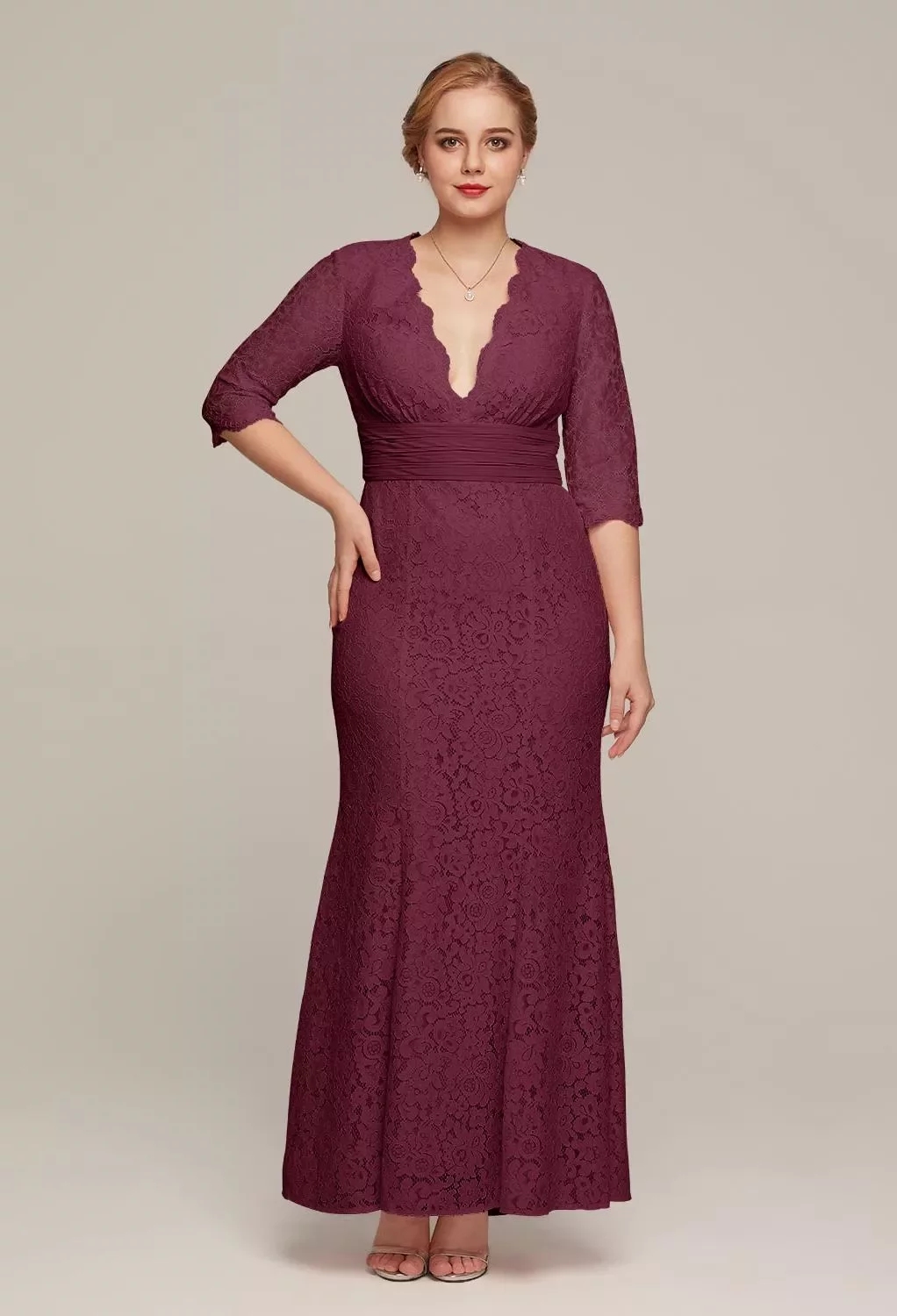 blush birthday dress Ready To Ship Two-Tone Pleated Ankle Length Mother of Bride Dress main image 0