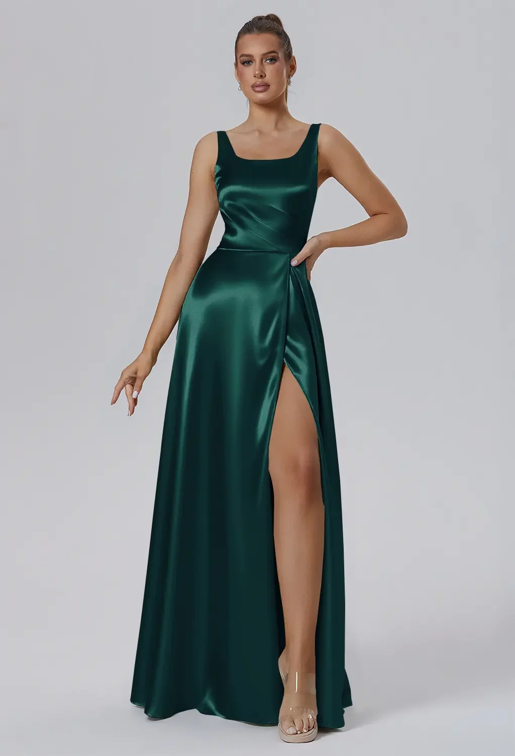 princess polly baby blue dress Sophisticated A-Line Satin Ruched High-Low Dress for Bridesmaids