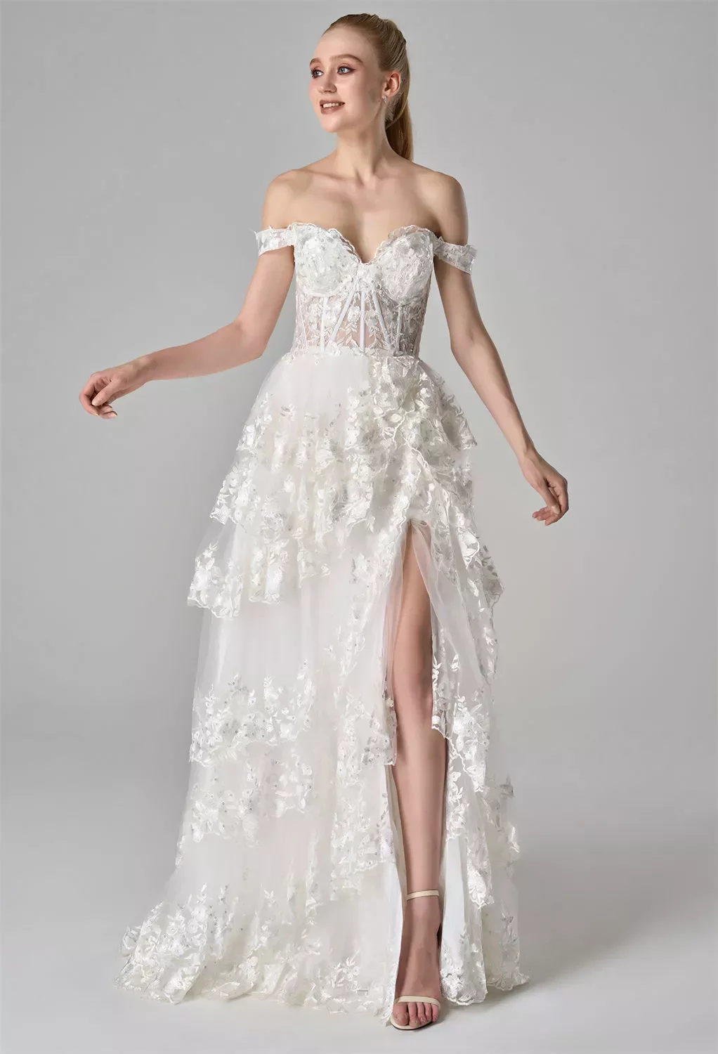 sachin and babi light blue dress A-Line Spaghetti Straps Sweep Train Wedding Dresses With Lace
