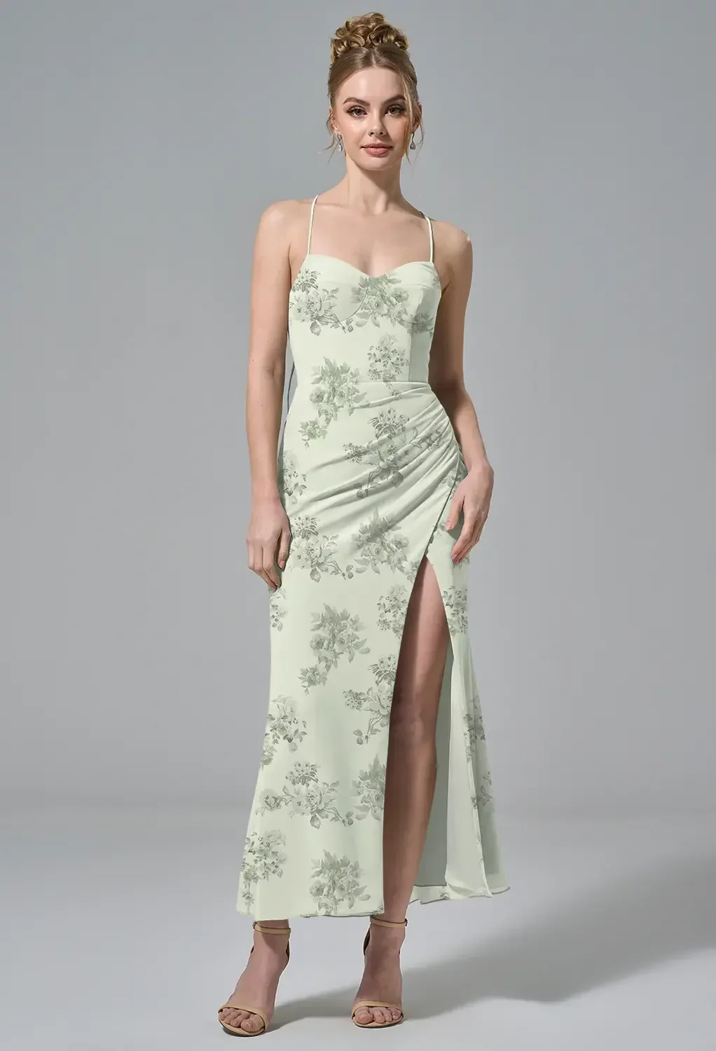 embroidered dresses for wedding guest Gorgeous A Line Spaghetti Straps Wedding Guest Dresses with Slit