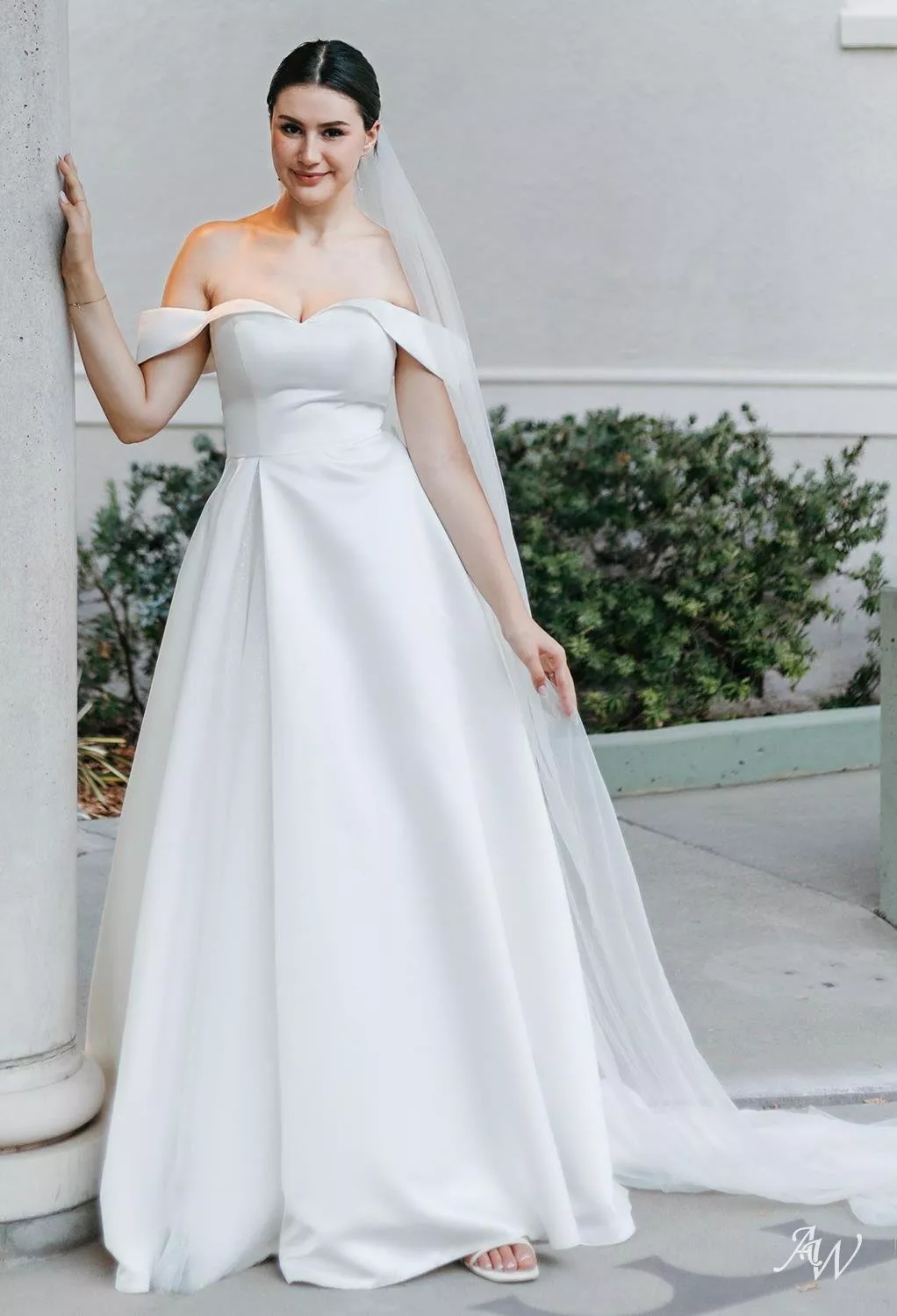 knee length dresses for ladies Modern A-Line Bridal Dress – Strapless Satin with Long Train main image 0