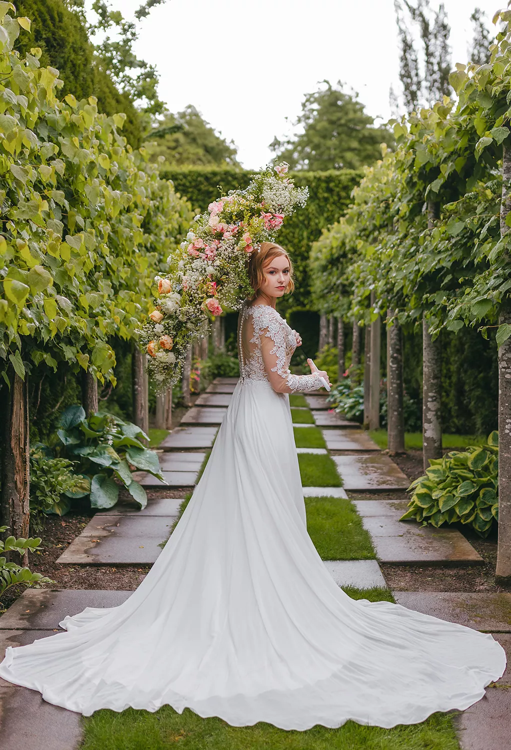 green emerald velvet dress SUMMER Delicate floral embroidery – Reflections Bridal Studio main image 0