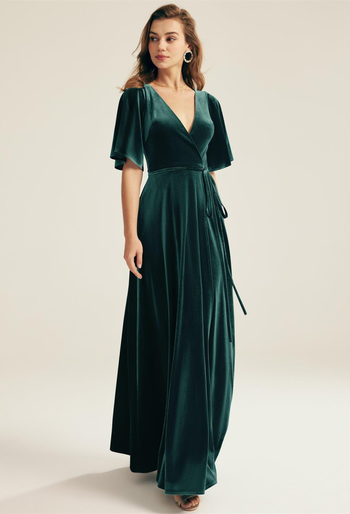 AW Stretto Hunter Green  Floral Bridesmaid Dresses