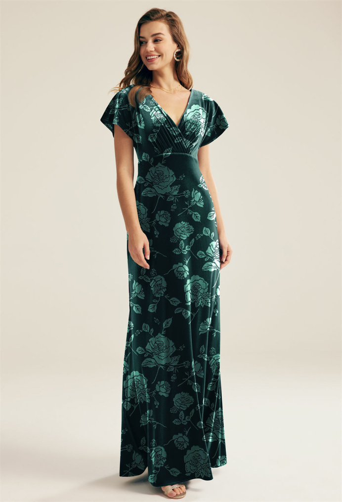 AW Meara Emerald Ethereal Rose  Floral Bridesmaid Dresses