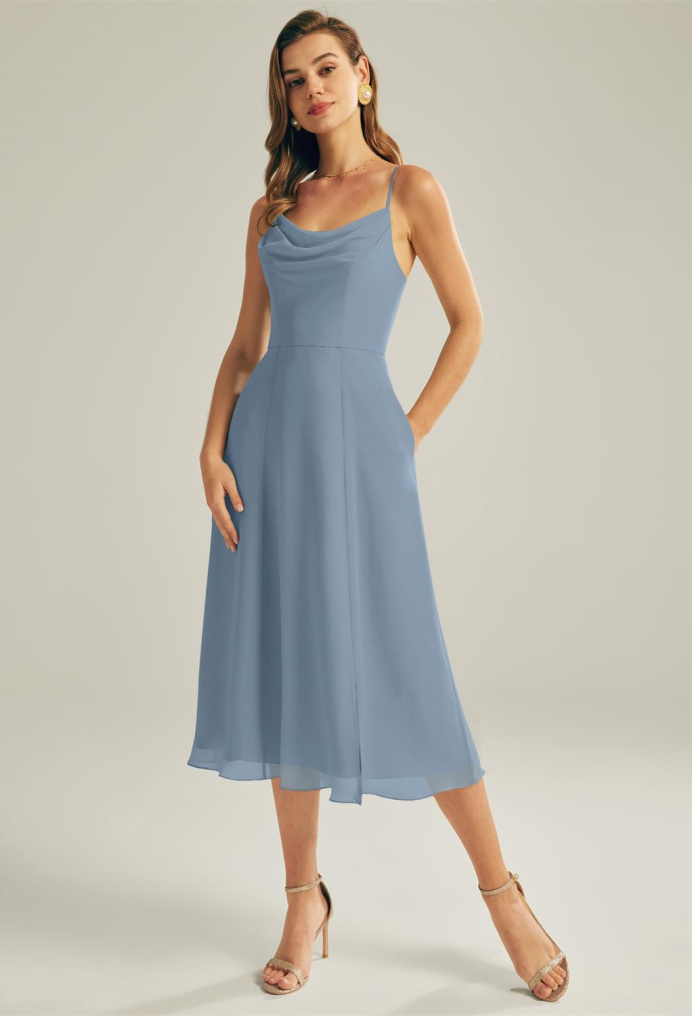 AW Maribel Light Dusty Blue  Floral Bridesmaid Dresses