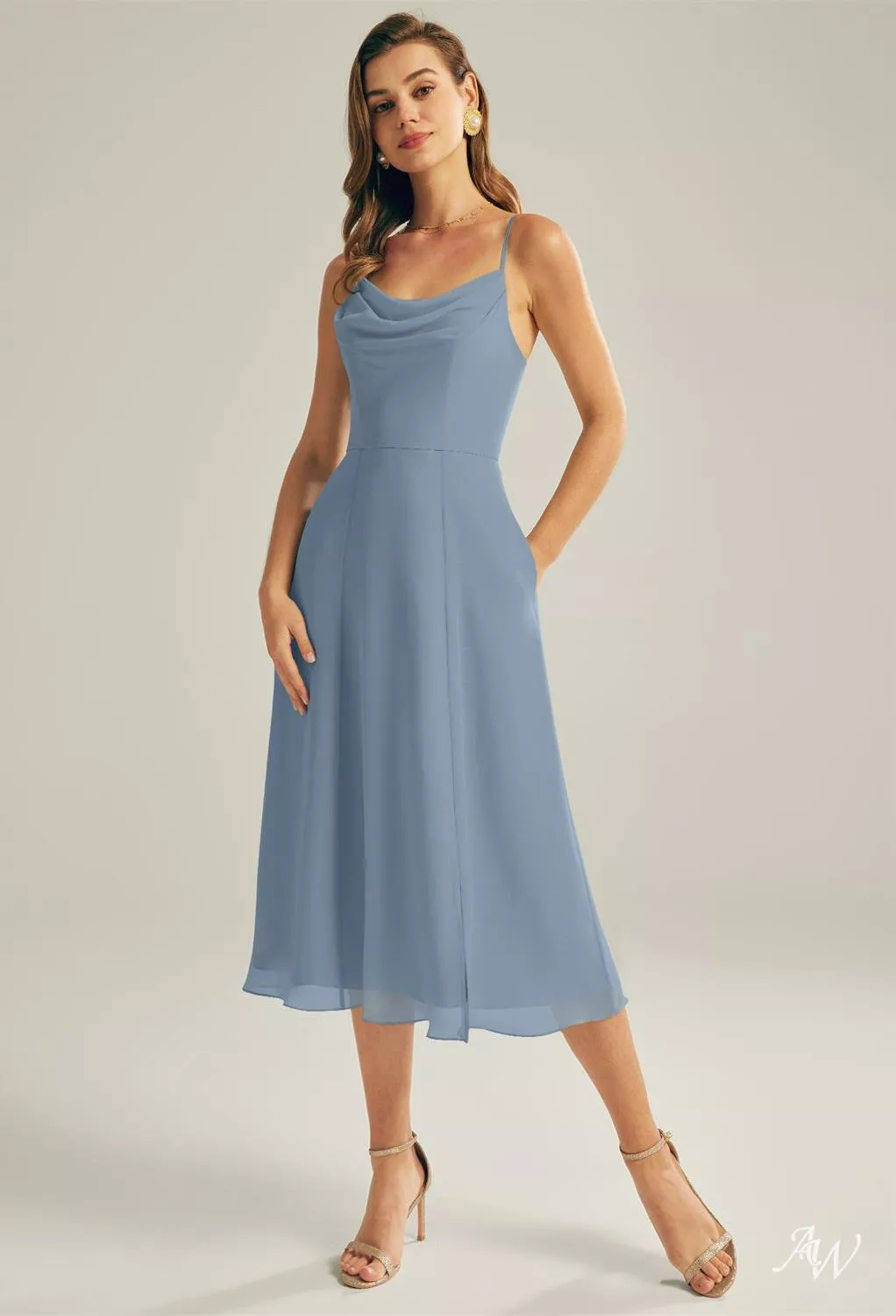 princess polly baby blue dress 1950's inspired tea length bridal gown main image 0