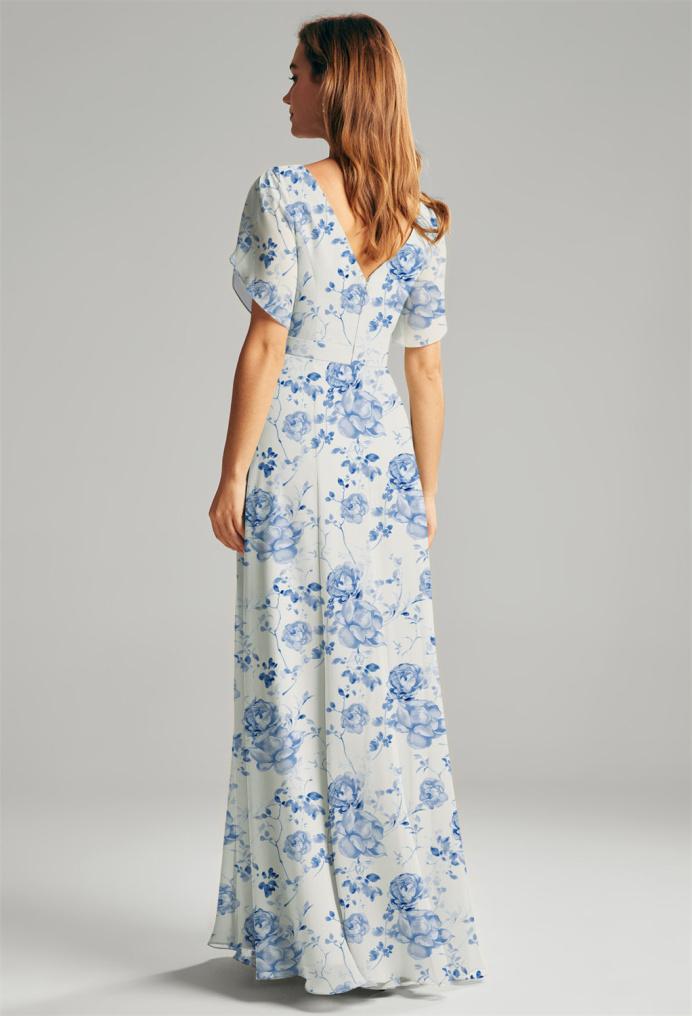 AW Wilma Blue Botanical Floral  Floral Bridesmaid Dresses