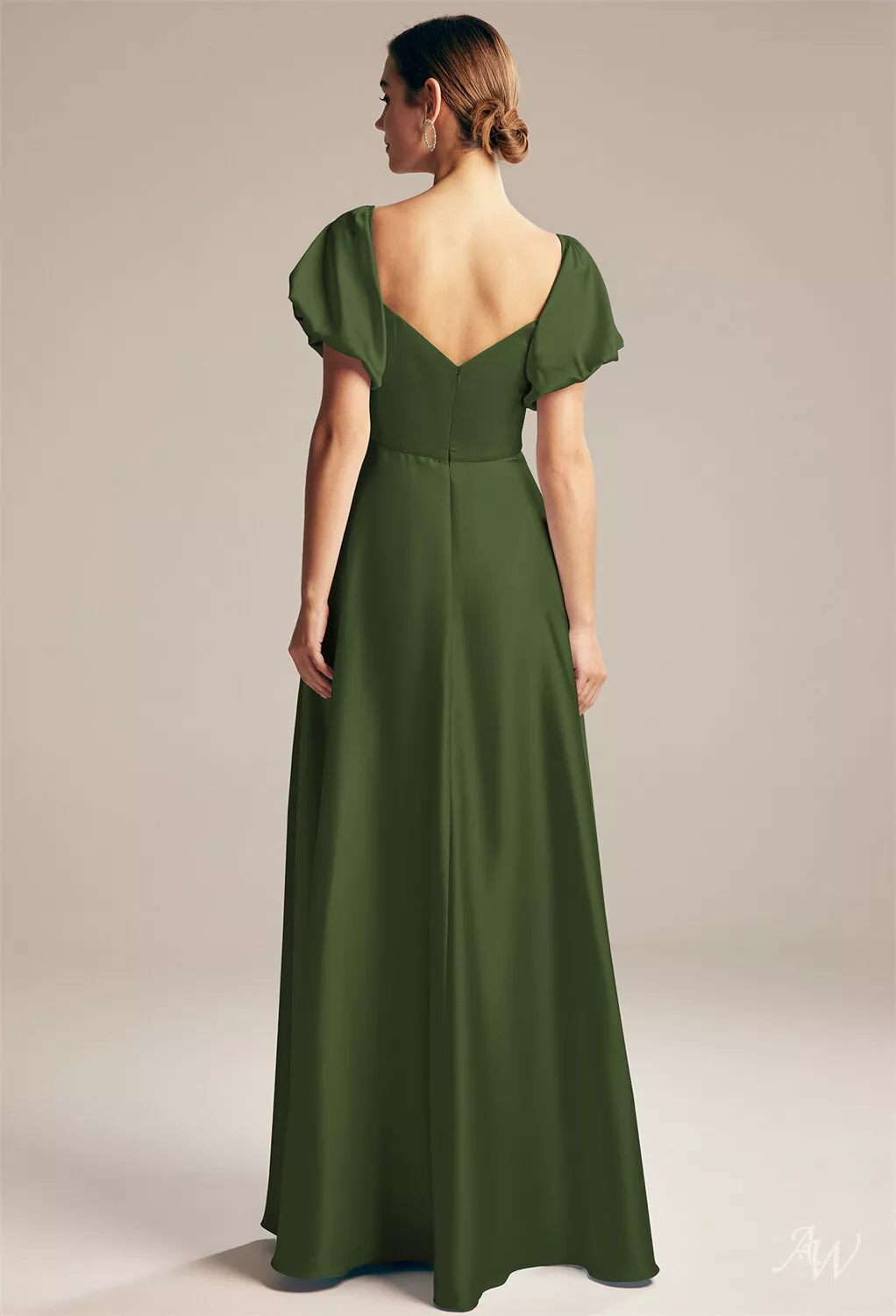 AW Dey Dress, Hunter Green Crystal Satin Satin Charmeuse Stretch Satin  Floor Length Sweetheart Neckline Bridesmaid Dresses | AW.Bridal UK