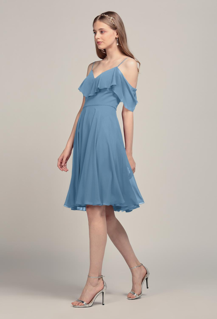 AW Wilhelmina Dusty Blue  Short Bridesmaid Dresses