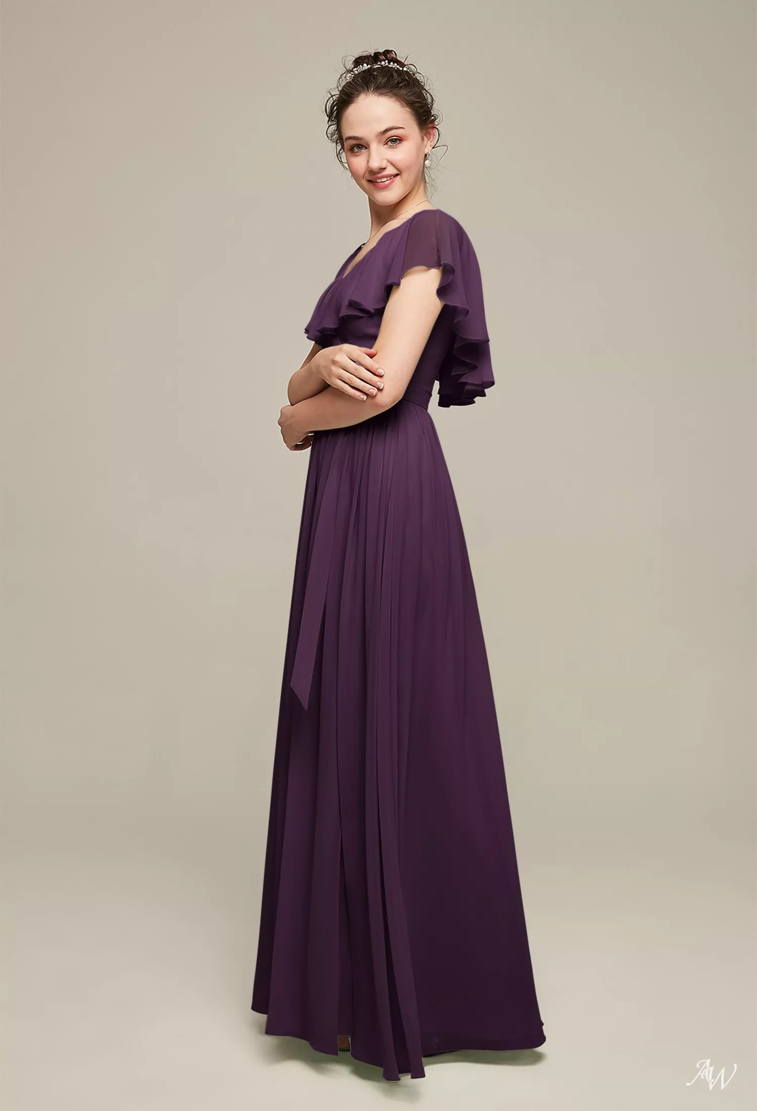 AW Bethany Grape Bridesmaid Dresses