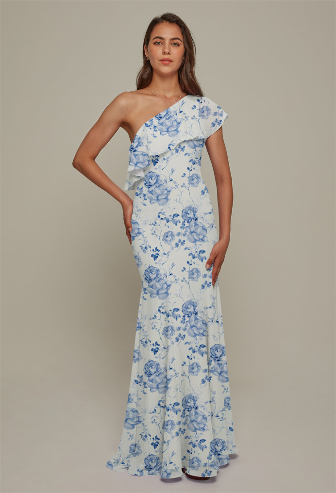 AW Felicia Blue Botanical Floral  Wedding Guest Dresses