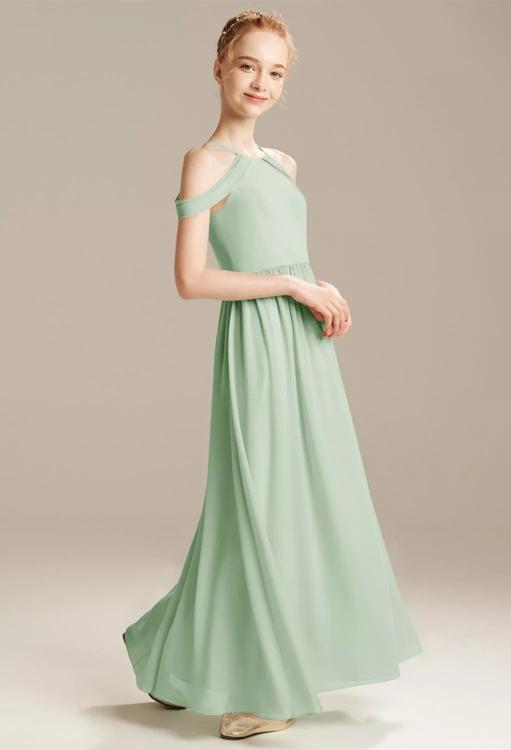junior bridesmaid dresses uk Bateau Neckline Floor-length Junior Bridesmaid Dresses Sky Blue main image 1