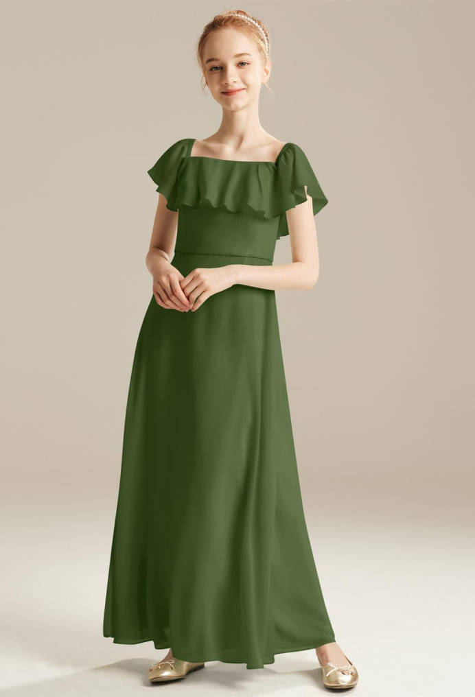 AW Thyme Green Olive  Junior Bridesmaid Dresses
