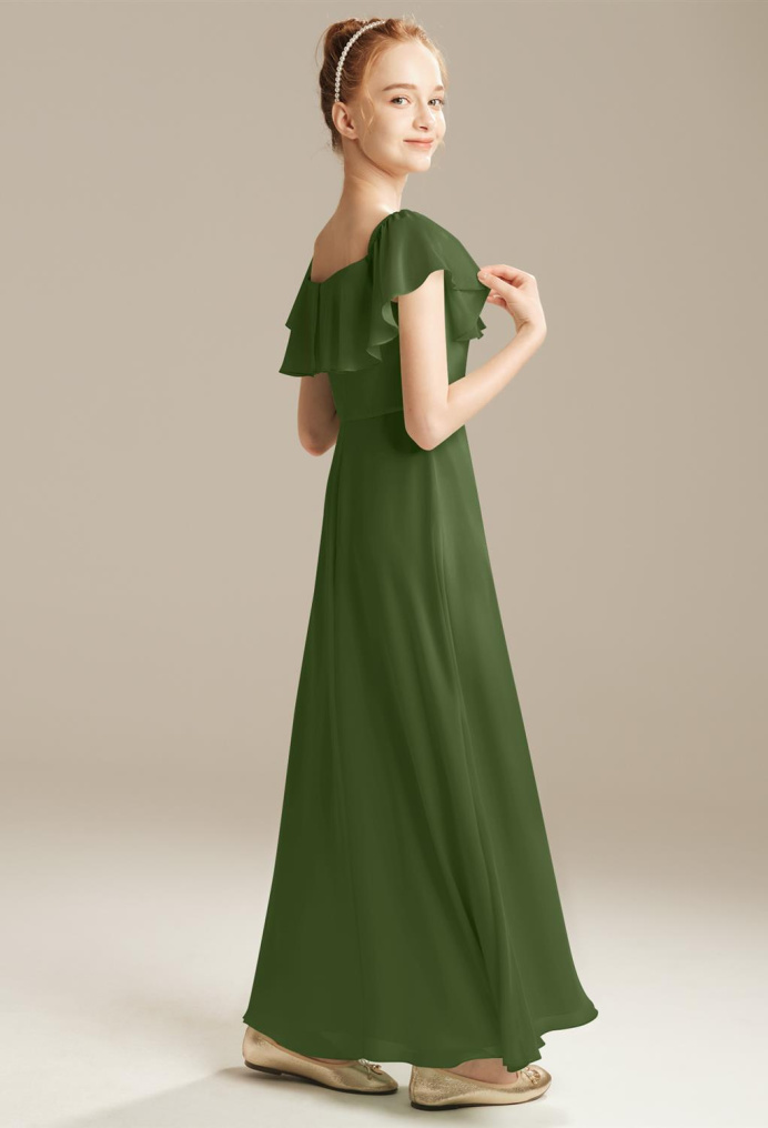 AW Thyme Green Olive  Junior Bridesmaid Dresses