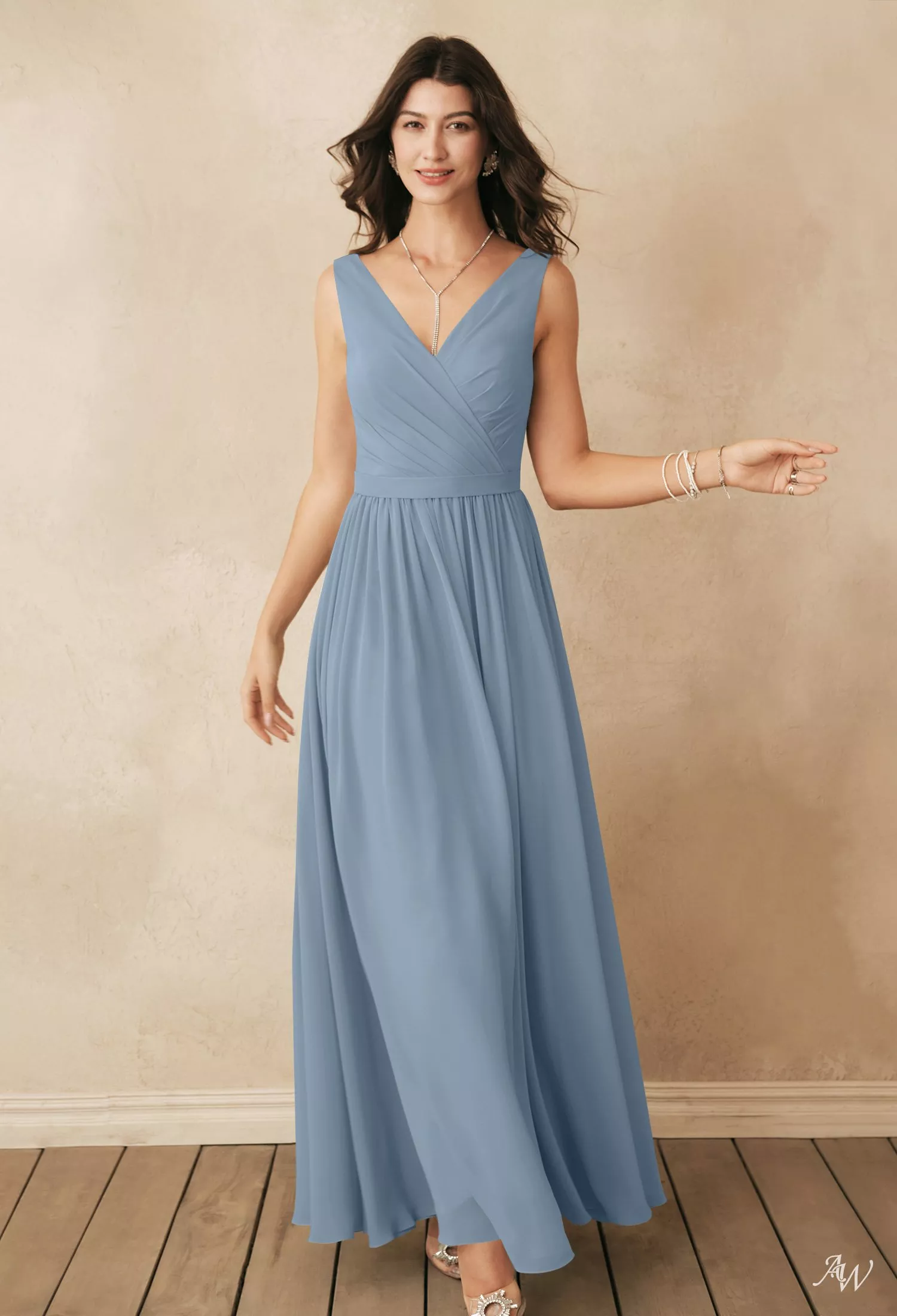 AW Gwyneth Light Dusty Blue Bridesmaid Dresses | AW.Bridal UK