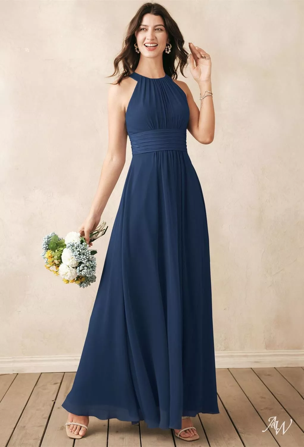 navy bridesmaid dresses uk Bridesmaids Chiffon Maxi Dress - Navy main image 1