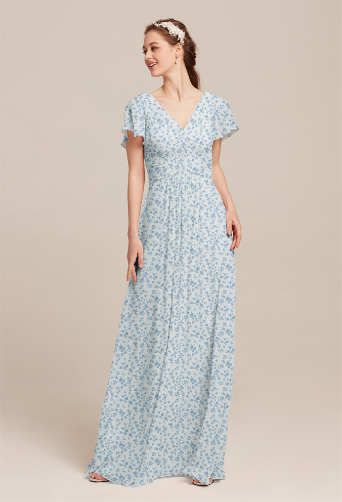 AW Griffin Skyblue Star Floral  Bridesmaid Dresses