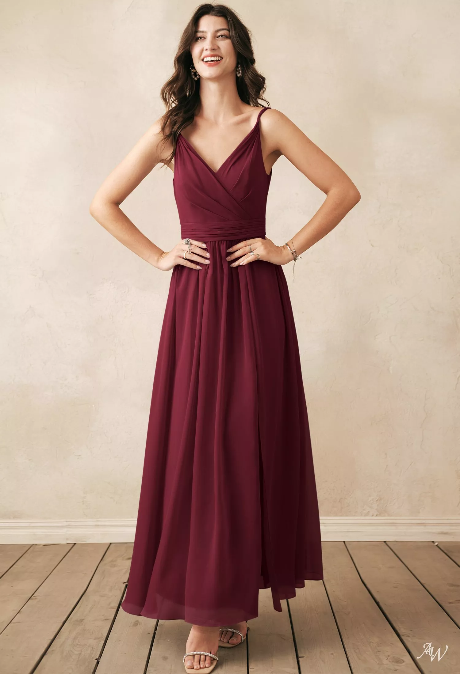 burgundy dresses uk Maxi A-Line Satin Dress