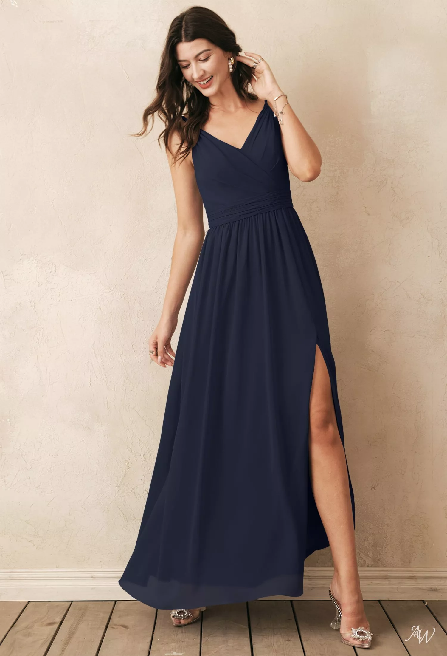 sachin and babi light blue dress AW Joie Dark Navy Bridesmaid Dresses