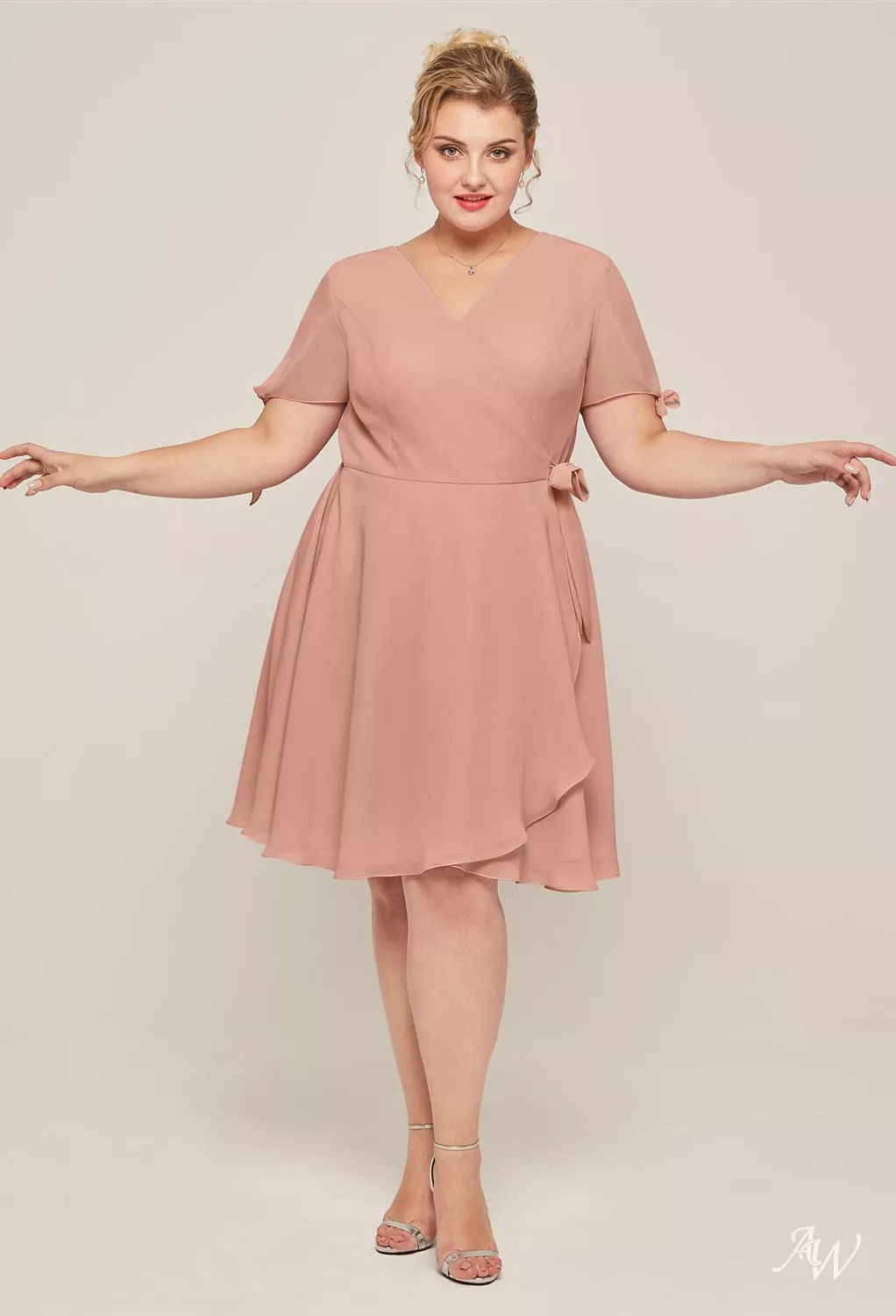 short pink bridesmaid dresses uk Upscale Short Sleeves Ruffles Lace Up Chiffon Bridesmaid Dresses UK   mollyevers.co.uk