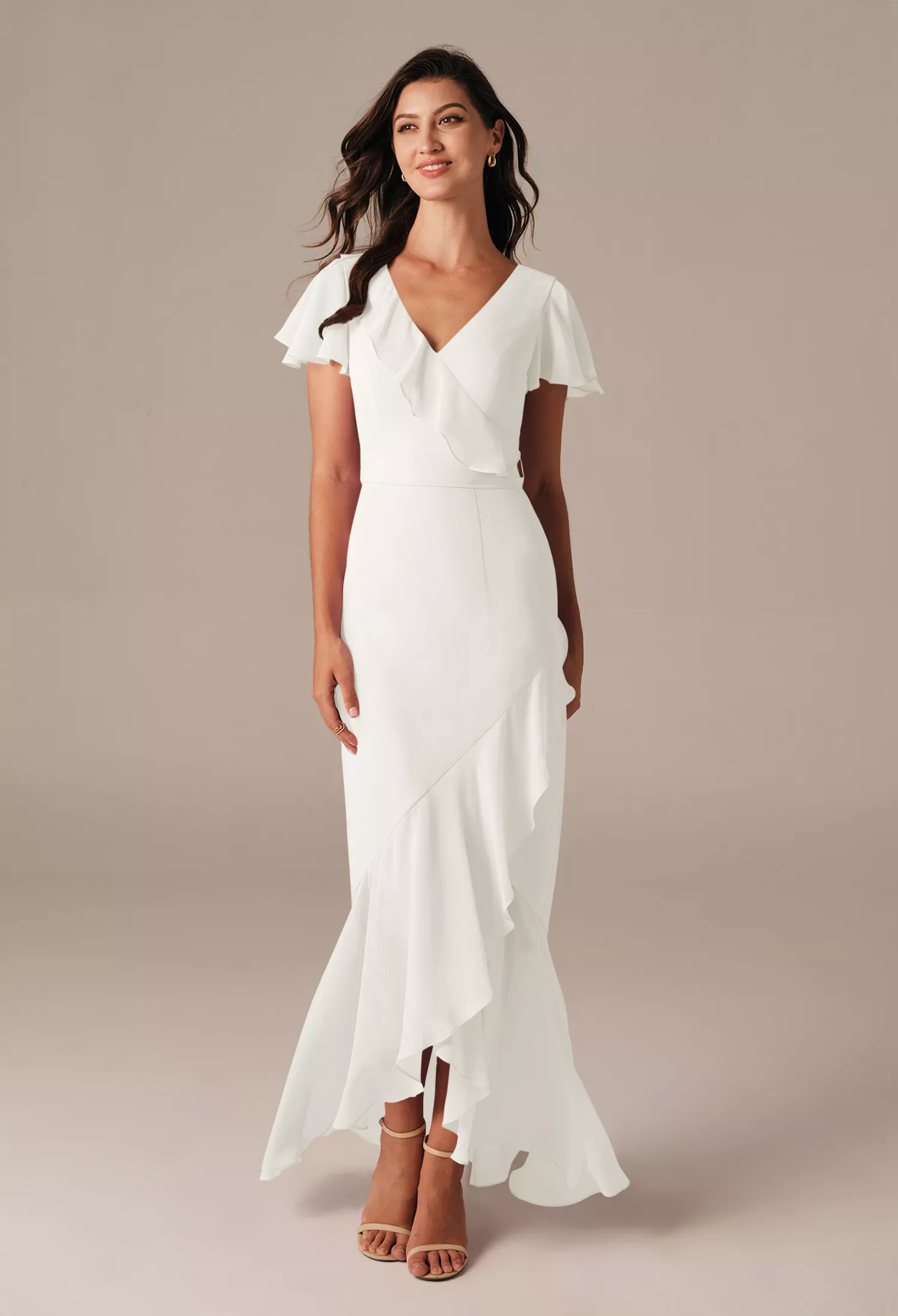 sachin and babi light blue dress Lisbeth Cross-Neck A-Line Mini Dress in Ivory – Oh Polly UK main image 0