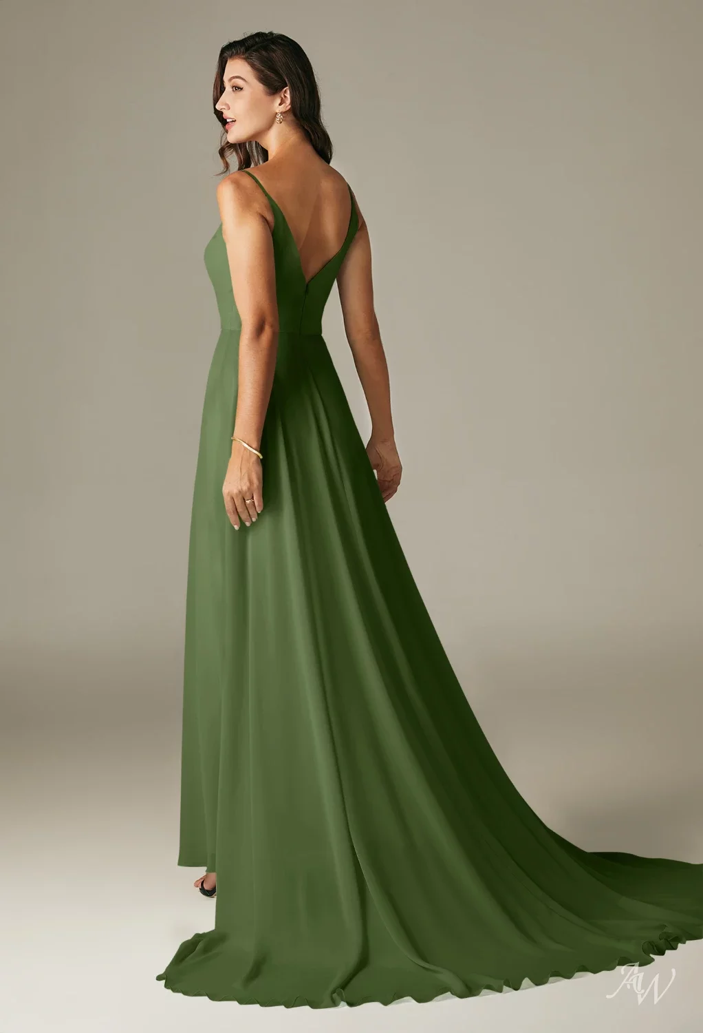 navy coral bridesmaid dresses Simple A Line Coral Chiffon Long Bridesmaid Dresses, Bridal Party Dress,  MBD322 main image 1