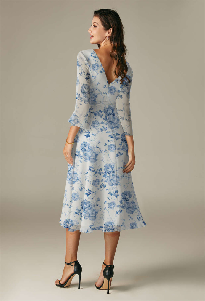 AW Gaia Blue Botanical Floral  Wedding Guest Dresses