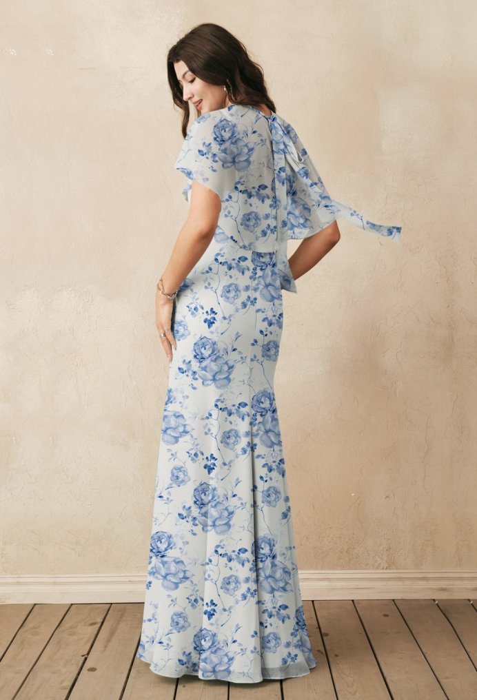 AW Myra Blue Botanical Floral  Floral Bridesmaid Dresses