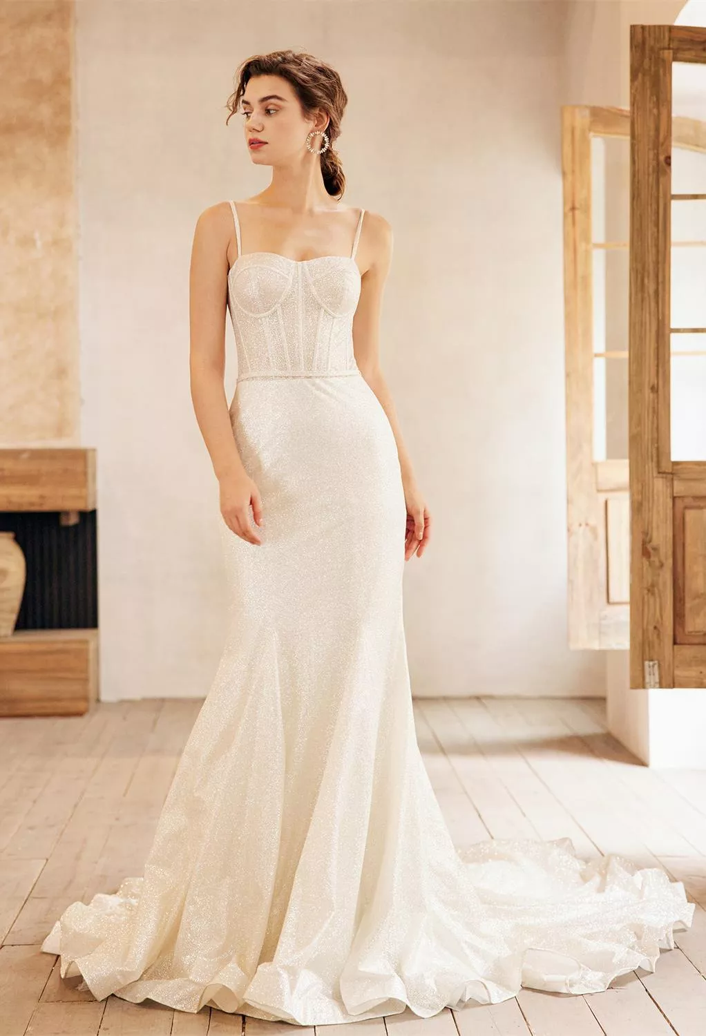 sequin wedding dress uk WD025 | Sequin Embellished Princess Gown