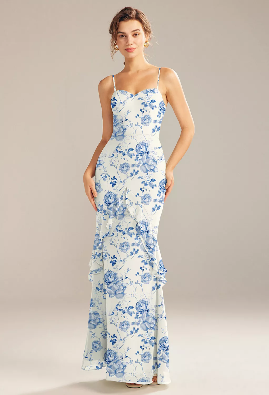 Blue Botanical Floral, Blue Floral Floral Bridesmaid Dresses