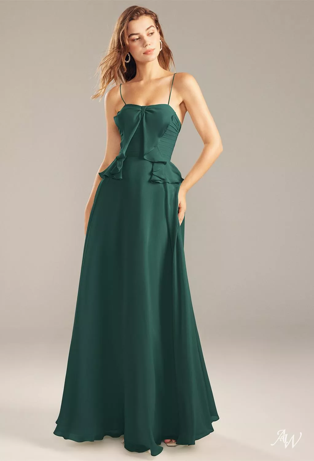 emerald bridesmaid dresses uk AURORA One Shoulder Bridesmaids Maxi Dress with Side Train - Emerald Green main image 1