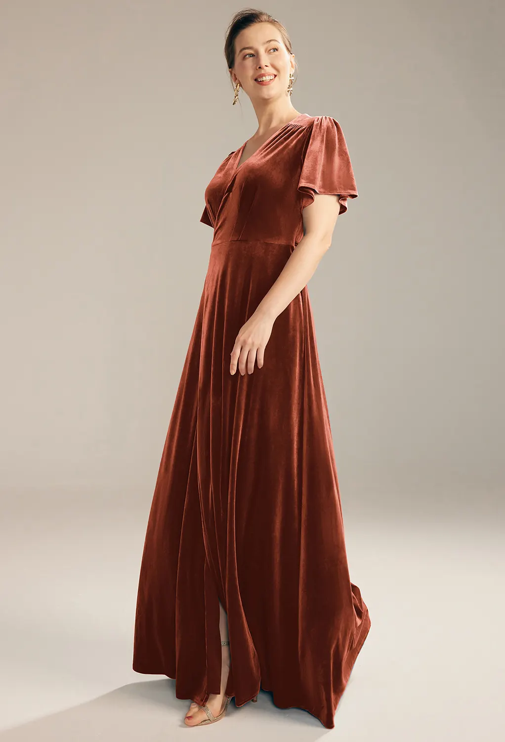 strapless open back dress Odette Orange Organza Printed Indo Western Dress For Women