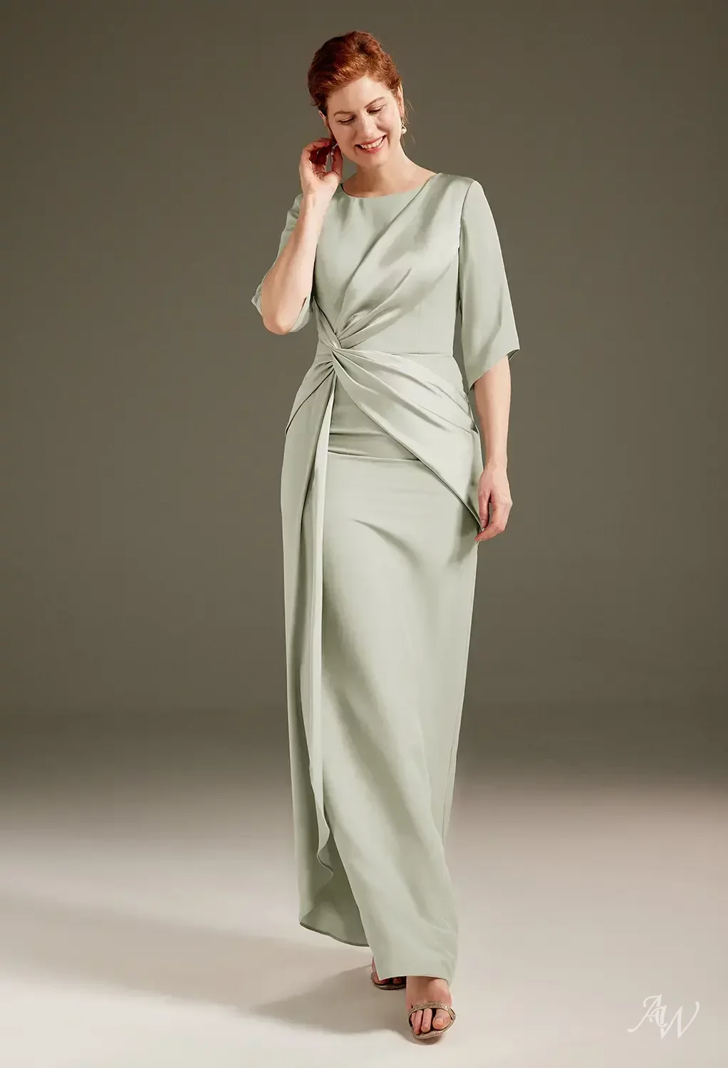 AW Caesar Dress, Mist Crystal Satin Satin Charmeuse Stretch Satin Floor  Length Bateau Neckline Mother of the Bride Dresses | AW.Bridal UK