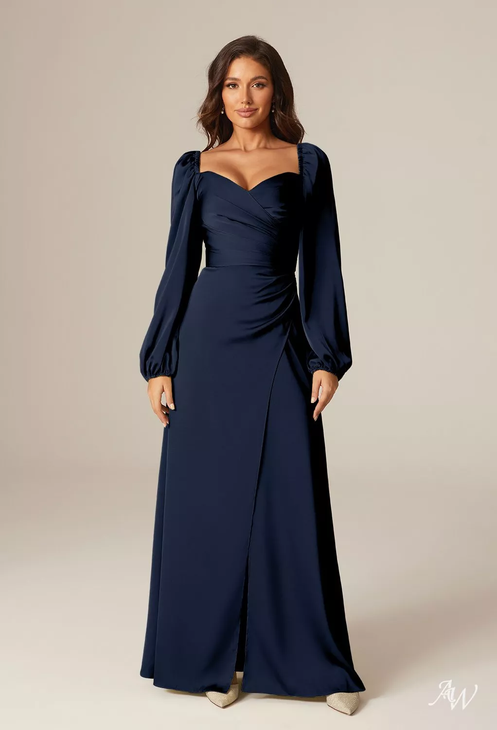 AW Florencia Satin Charmeuse Dark Navy Bridesmaid Dresses