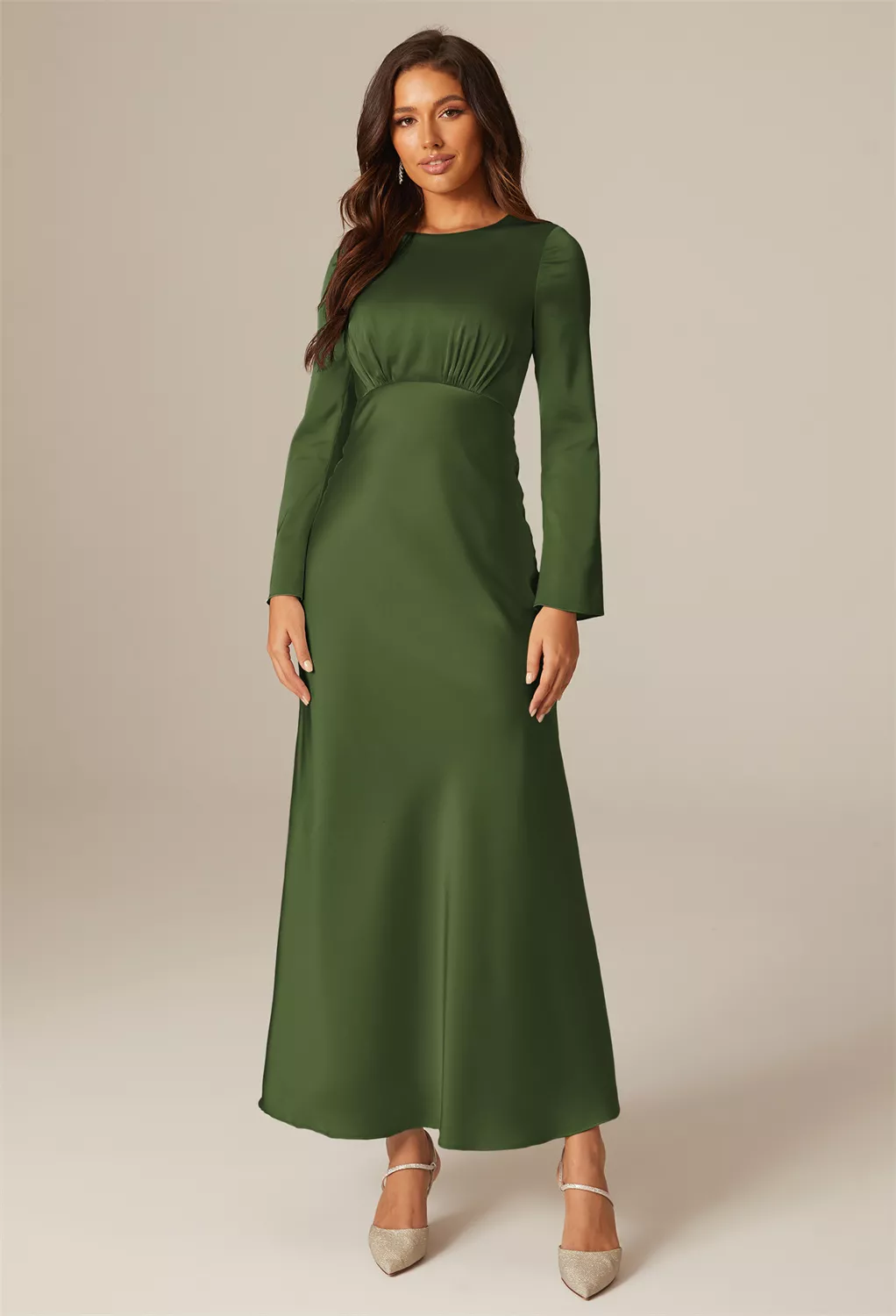 Green Olive Long Bridesmaid Dresses | AW.Bridal UK