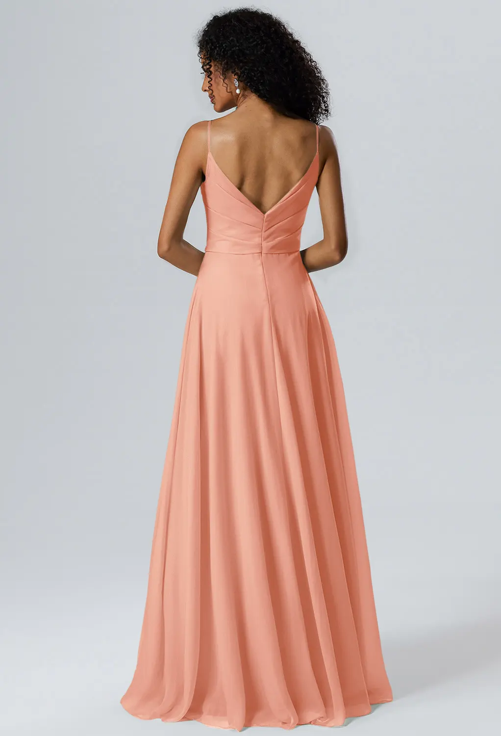 peach coloured bridesmaid dresses uk Leely Women Peach Long Bridesmaid Dress One Shoulder Chiffon Formal Dress  With Side Slit – leelyuk