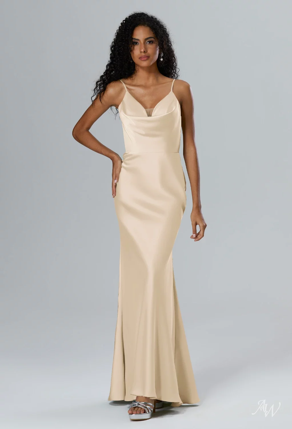 AW Wilda Dress, Desert Rose Crystal Satin Satin Charmeuse Floor Length Cowl  Neckline Bridesmaid Dresses | AW.Bridal UK