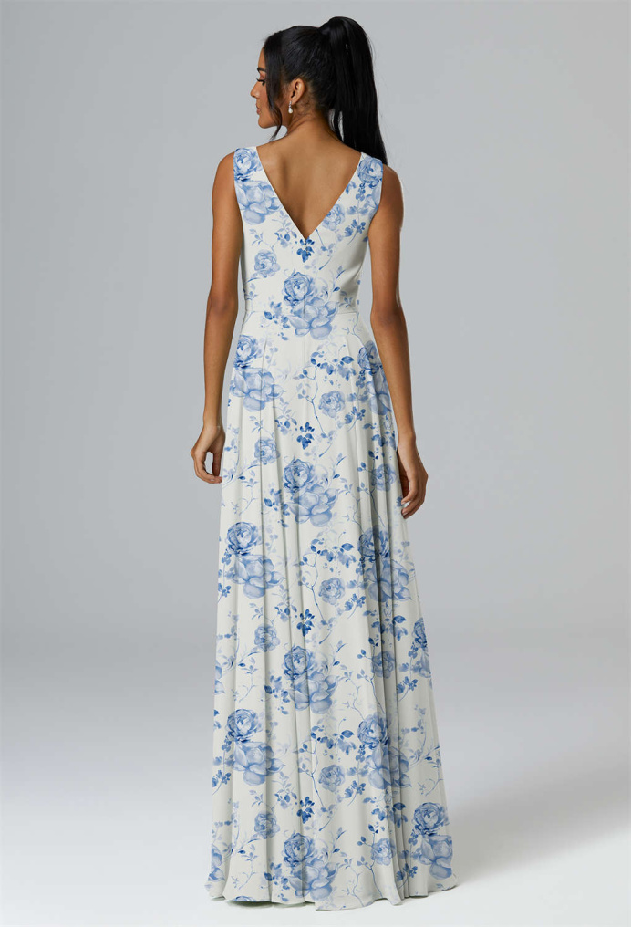 AW Petronilla Blue Botanical Floral  Bridesmaid Dresses